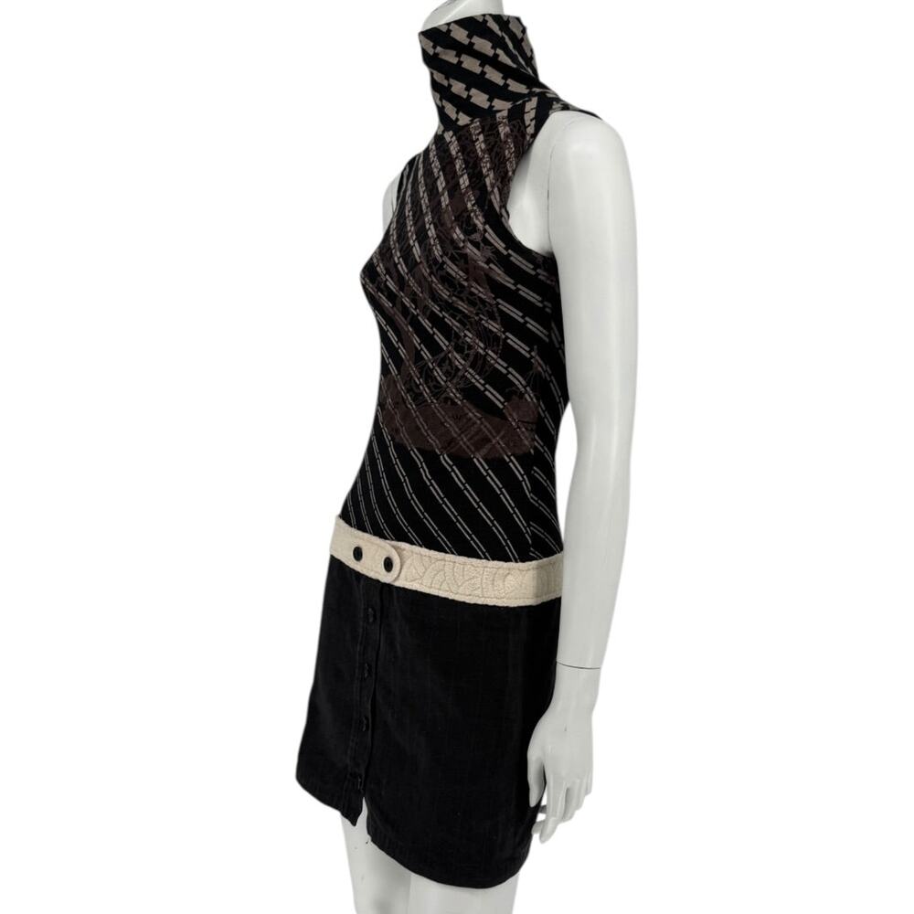 Custo Barcelona Sleeveless High-Neck Mixed-Media Mini Dress – Size 2 - Picture 5 of 16